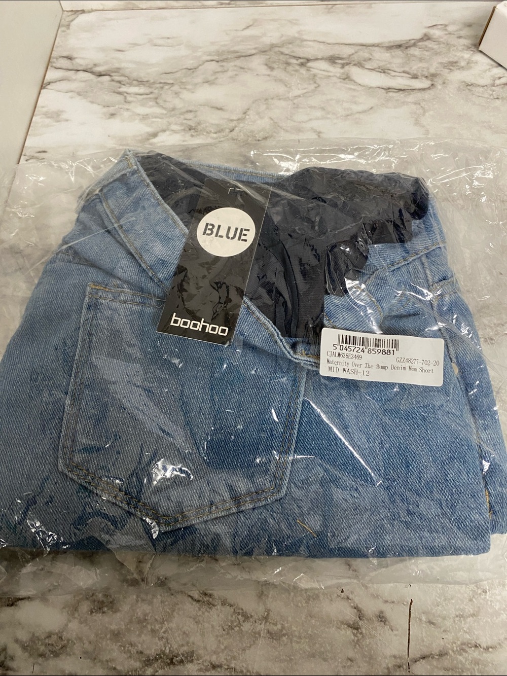 boohoo Light Blue Women’s over the bump Denim Shorts